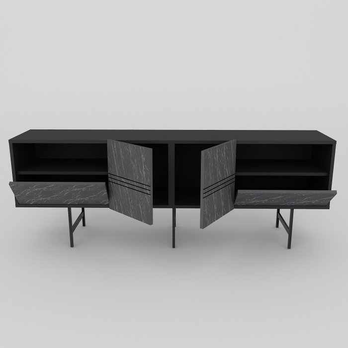 Hanah Home Derin - Soporte de TV Negro y Mármol Hanah Home Derin - Soporte de TV Negro y Mármol